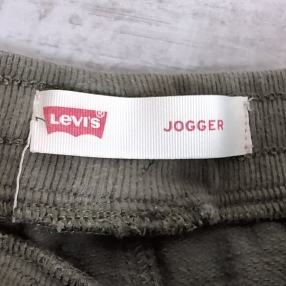 Levis Boys Jogger Sweatpants Pull On Drawstring Olive Army Green Pants Fleece - Picture 5 of 11